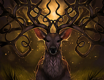 Deer, animal, horn, art HD wallpaper