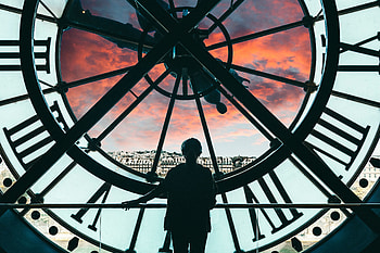 Clock, Silhouette, Miscellanea, Miscellaneous, Girl, Chapel HD wallpaper