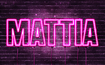 Mattia, , with names, female names, Mattia name, purple neon lights, Mattia Birtay, Happy Birtay Mattia, popular italian female names, with Mattia name HD wallpaper