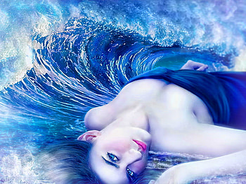 My wave, blue, lady, girl, water, wave, woman, ocean HD wallpaper