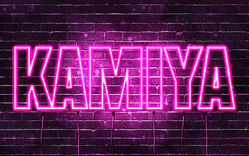 Happy Birtay Kamiya, , pink neon lights, Kamiya name, creative, Kamiya Happy Birtay, Kamiya Birtay, popular japanese female names, with Kamiya name, Kamiya HD wallpaper