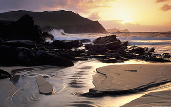 sunset beachview, sea, above, sky HD wallpaper