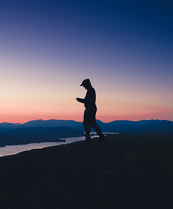 Outdoor walk, silhouette, sunset HD phone wallpaper