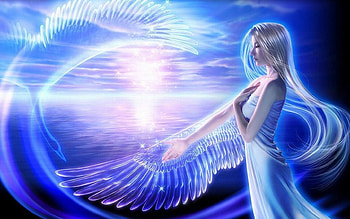 Angel, wings, girl, sunrise HD wallpaper