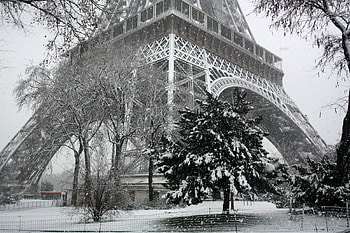 Snow, Black & White, Winter, , Eiffel Tower, Paris HD wallpaper