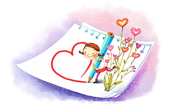 Hearts, Love, Drawing, , Girl, Pencil, Paper, Boots, Positive HD wallpaper