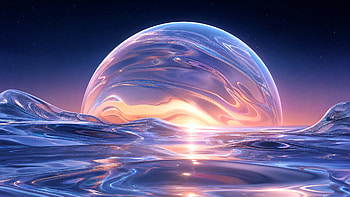 Planetrise Dawn —, Planet Rise, Ocean HD wallpaper