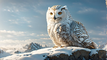 White Owl, white, owl, mountain, snow, Animal, Snowy Mountain, winter animals HD wallpaper