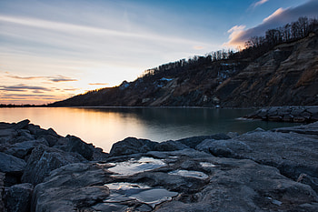Nature, Twilight, Rocks, Lake, Shore, Bank, Dusk HD wallpaper