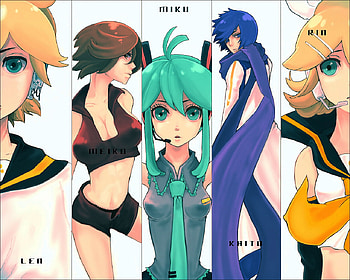 Vocaloid, rin kagamine, meiko, kaito, miku hatsune, len kagamine HD wallpaper