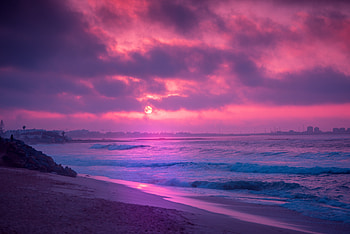 Nature, Sunset, Sea, Waves, Horizon, Shore, Bank, Surf HD wallpaper
