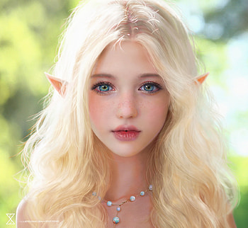 Beauty, jewel, frumusete, blonde, fantasy, gorgeous, necklace, ruoxin zhang, elf, superb HD wallpaper