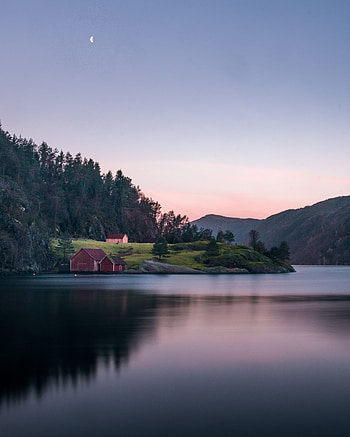 Nature, Lake, Small House, Lodge, Silence HD phone wallpaper