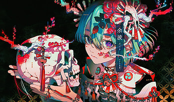Anime-Original, skull, Anime, Original, Art HD wallpaper