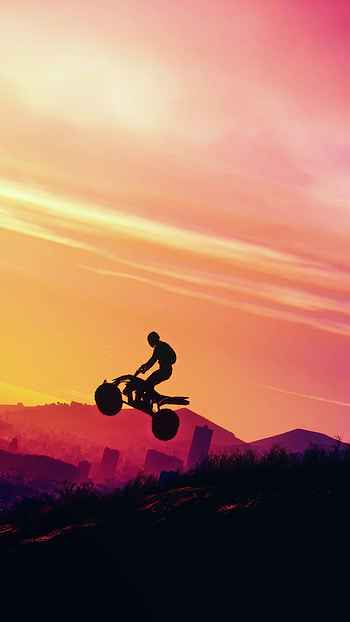 sky, bike, video game, Grand Theft Auto V HD phone wallpaper