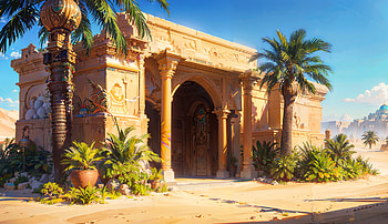 Skhuri' aan Temple, sand, fantasy, desert HD wallpaper