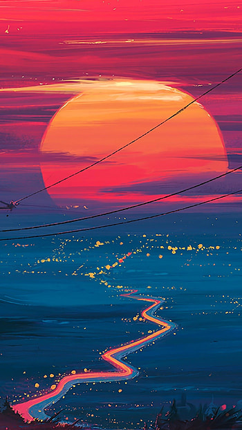 4 k, Sunset, Painting HD phone wallpaper