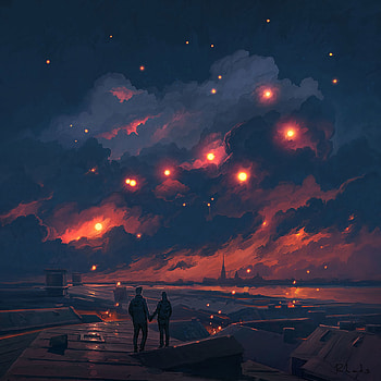 Love, Art, Night, Clouds, Couple, Pair, Romance HD phone wallpaper