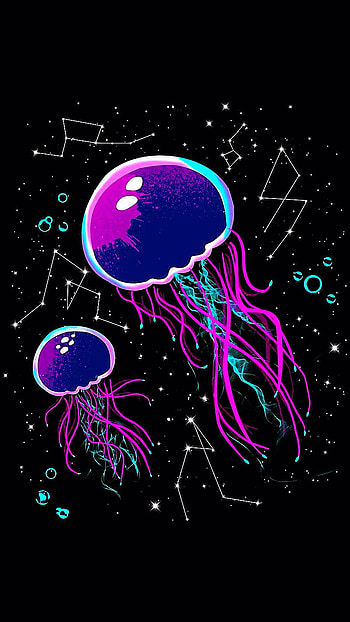 Neon Jellyfish HD phone wallpaper