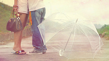 True love, umbrella, kiss, love, cuple HD wallpaper