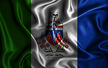 Yukon flag, , silk wavy flags, canadian provinces, Day of Yukon, fabric flags, Flag of Yukon, 3D art, Yukon, Provinces of Canada, Yukon 3D flag, Canada HD wallpaper