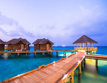 Over water bungalo, Maldives, Lagoon, Sea, Island, Night HD wallpaper
