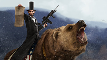 Abraham Lincoln riding a bear. HD wallpaper