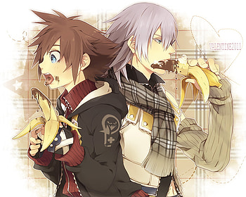 sora and riku, chocolate, kh, banana, sora, riku HD wallpaper