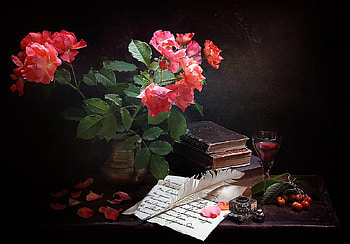 rose still life, rose, life, pretty, flower, cute, still HD wallpaper