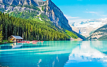 Lake Louise mountain lake, Mountain landscape HD wallpaper
