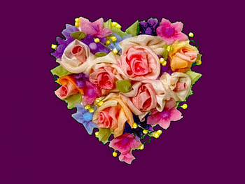 flower heart, purple, flowers, heart, valintine HD wallpaper