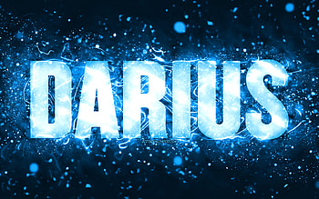 Happy Birtay Darius, , blue neon lights, Darius name, creative, Darius Happy Birtay, Darius Birtay, popular american male names, with Darius name, Darius HD wallpaper
