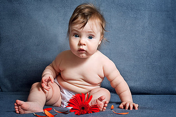 Chubby Baby, fat, chubby, daisy, red, baby, eyes, naughty HD wallpaper