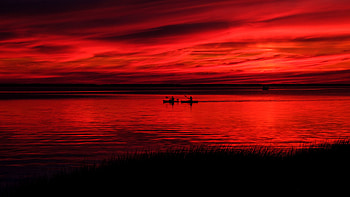 Boats, Red, Silhouette, Dark, Background, River, Twilight, Black, Sky, Reflection Dark Background HD wallpaper