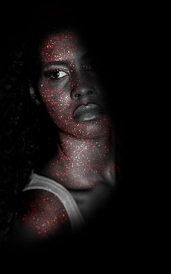 Creative portrait of a woman with sparkling glitter effect enhancing facial features. HD phone wallpaper