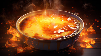 Flaming Crème Brûlée, food, crème brûlée HD wallpaper
