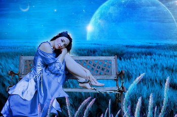 ~Blue Loneliness~, love four seasons, fantasy, manipulation, blue dreams, digital art, weird things people wear, woman, creative pre-made HD wallpaper