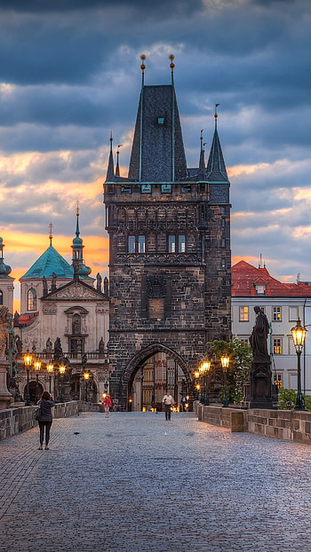 Early morning beauty, Charles Bridge's tranquility, Czech Republic's enchantment, Windows 10 spotlight HD phone wallpaper