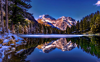 Palpuogna Lake, Albula Pass, Lai da Palpuogna, mountain lake, spring, morning, sunrise, Switzerland HD wallpaper