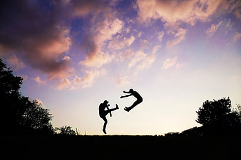 People, Dark, Silhouette, Bounce, Jump HD wallpaper