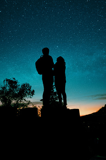 Love, Dark, Silhouette, Starry Sky HD phone wallpaper