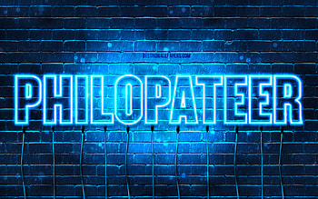Philopateer, , with names, Philopateer name, blue neon lights, Happy Birtay Philopateer, popular arabic male names, with Philopateer name HD wallpaper