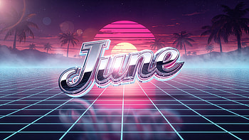 June Neon Sunset — Retro, Synthwave, Palm Tree HD wallpaper