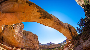 Hickman Bridge, Capitol Reef National Park, Utah, landscape, desert, sky, rocks, usa HD wallpaper
