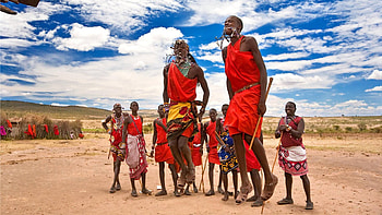 maasai warriors dancing in kenya, africa, clouds, dancing, warriors HD wallpaper