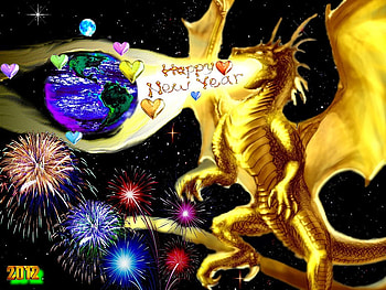 HAPPY NEW YEAR, merry christmas, christmas, x-mas, dragon, 2012, happy holidays HD wallpaper