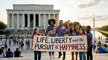 Life, Liberty & the Pursuit of Happiness —, Liberty!, Protest, Banner, American Flag HD wallpaper