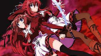 2 Cute Girls, girls, anime, sword, red HD wallpaper