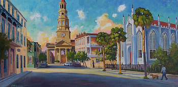 Church, sunny, summer, street, cheerful HD wallpaper