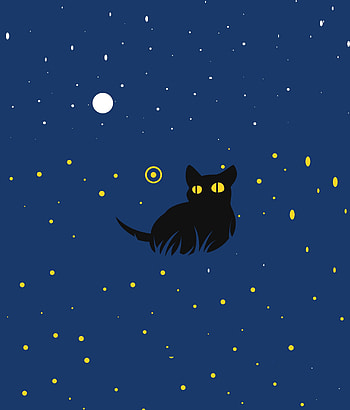Cute, black cat, minimal art HD phone wallpaper